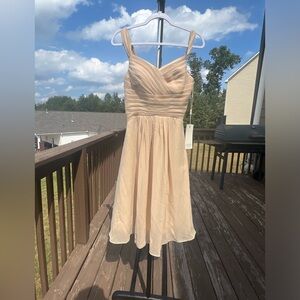 Cream beige evening dress short with thin straps Jaeden NWT cocktail wedding
